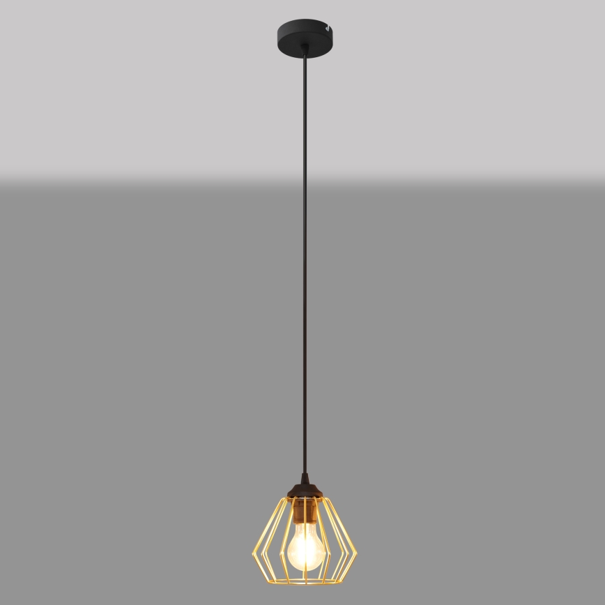 Lustr na lanku AGAT 1xE27/15W/230V zlatá/černá
