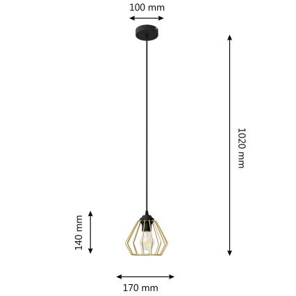 Lustr na lanku AGAT 1xE27/15W/230V zlatá/černá