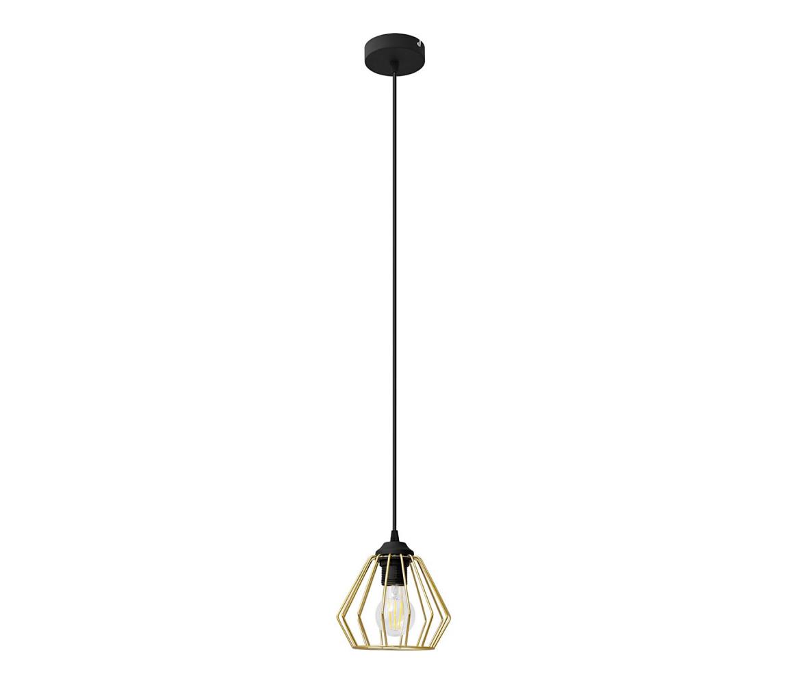Helam Lustr na lanku AGAT 1xE27/60W/230V zlatá/černá HE1387