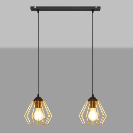 Lustr na lanku AGAT 2xE27/15W/230V zlatá/černá