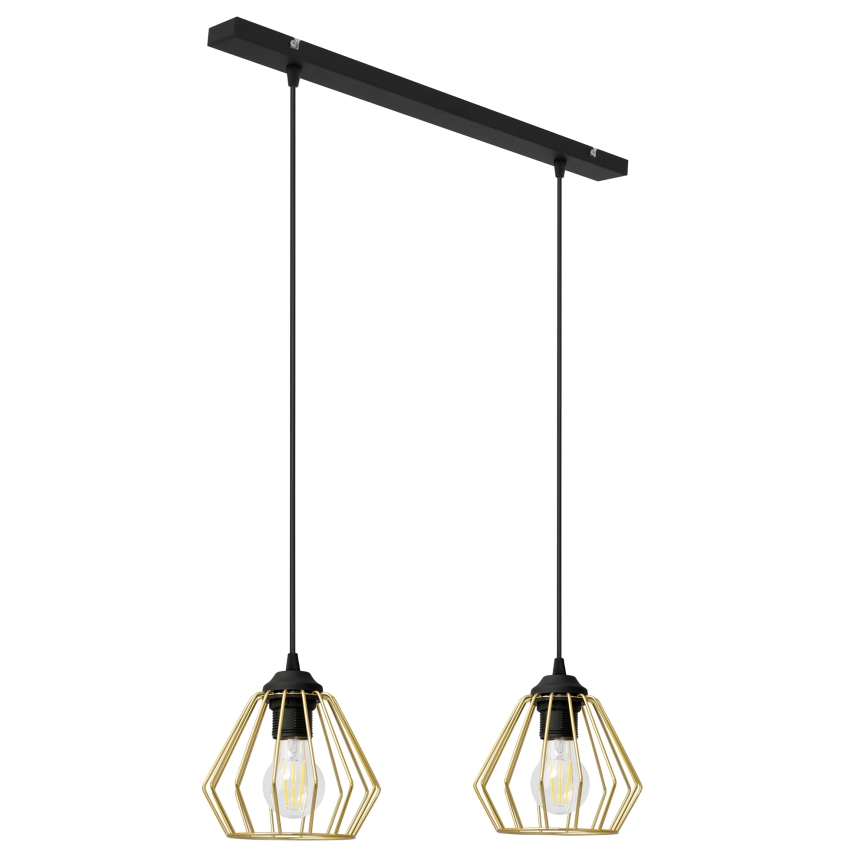 Lustr na lanku AGAT 2xE27/15W/230V zlatá/černá