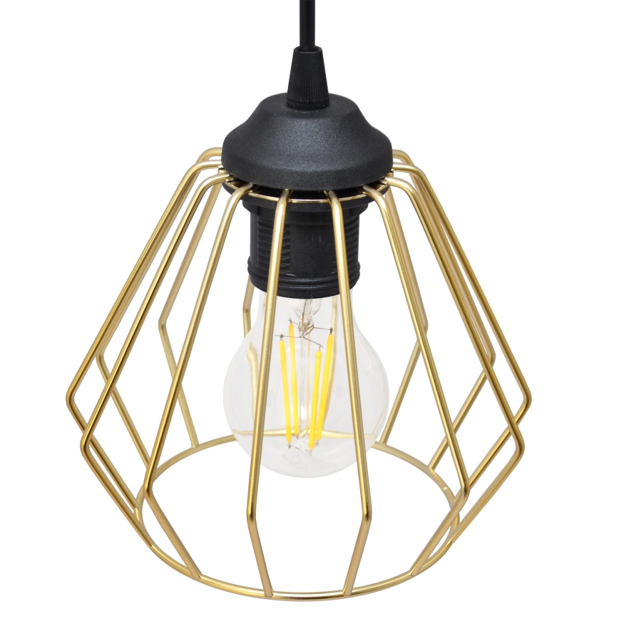 Lustr na lanku AGAT 3xE27/15W/230V zlatá/černá