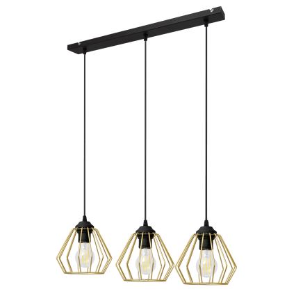 Lustr na lanku AGAT 3xE27/15W/230V zlatá/černá