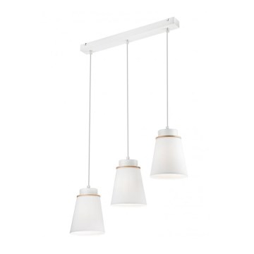 Lustr na lanku AGUSTINO 3xE27/60W/230V bílá/buk