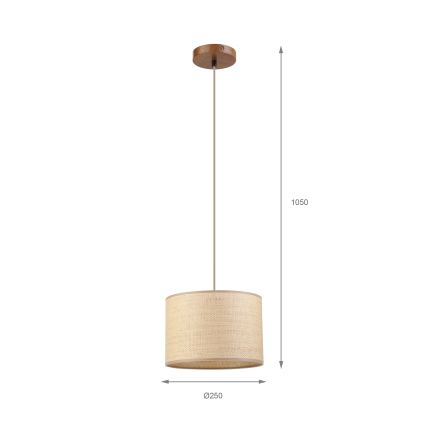 Lustr na lanku AIDA 1xE27/15W/230V pr. 25 cm dub/rafie