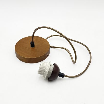 Lustr na lanku AIDA 1xE27/15W/230V pr. 35 cm dub/krémová