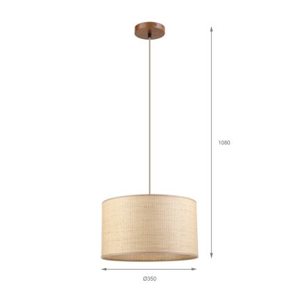 Lustr na lanku AIDA 1xE27/15W/230V pr. 35 cm dub/rafie