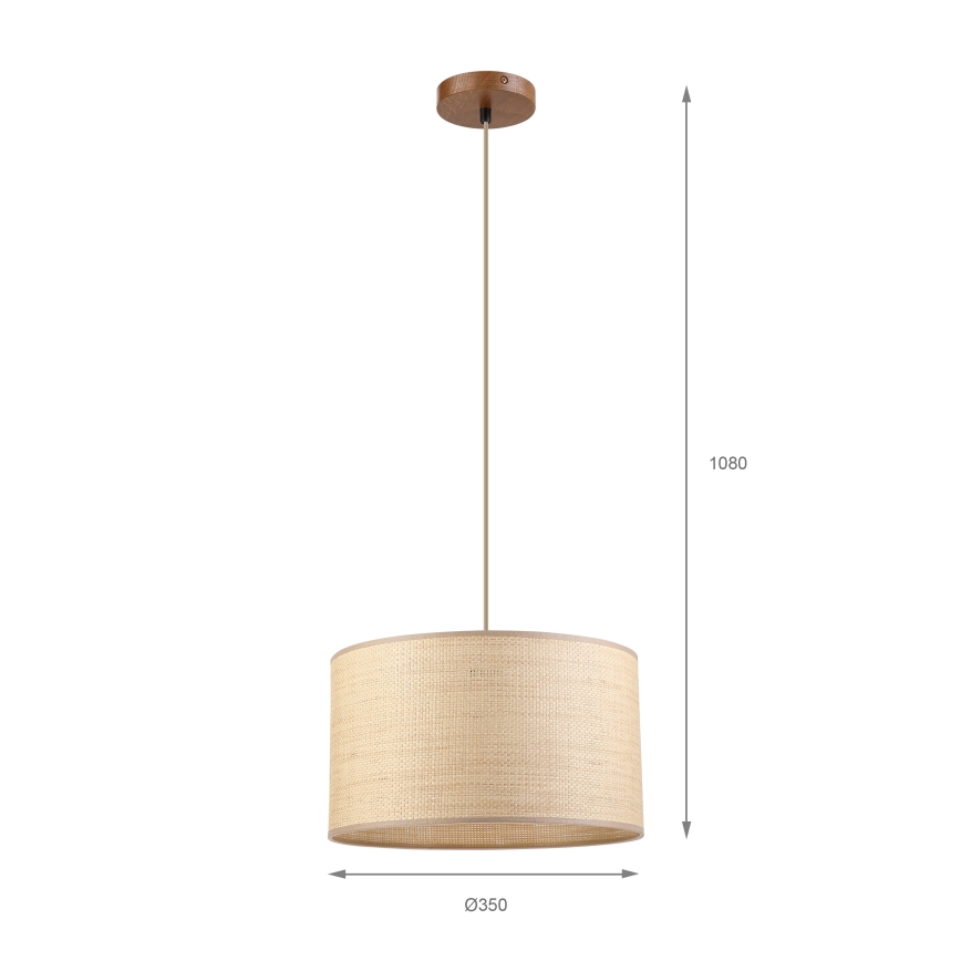 Lustr na lanku AIDA 1xE27/15W/230V pr. 35 cm dub/rafie