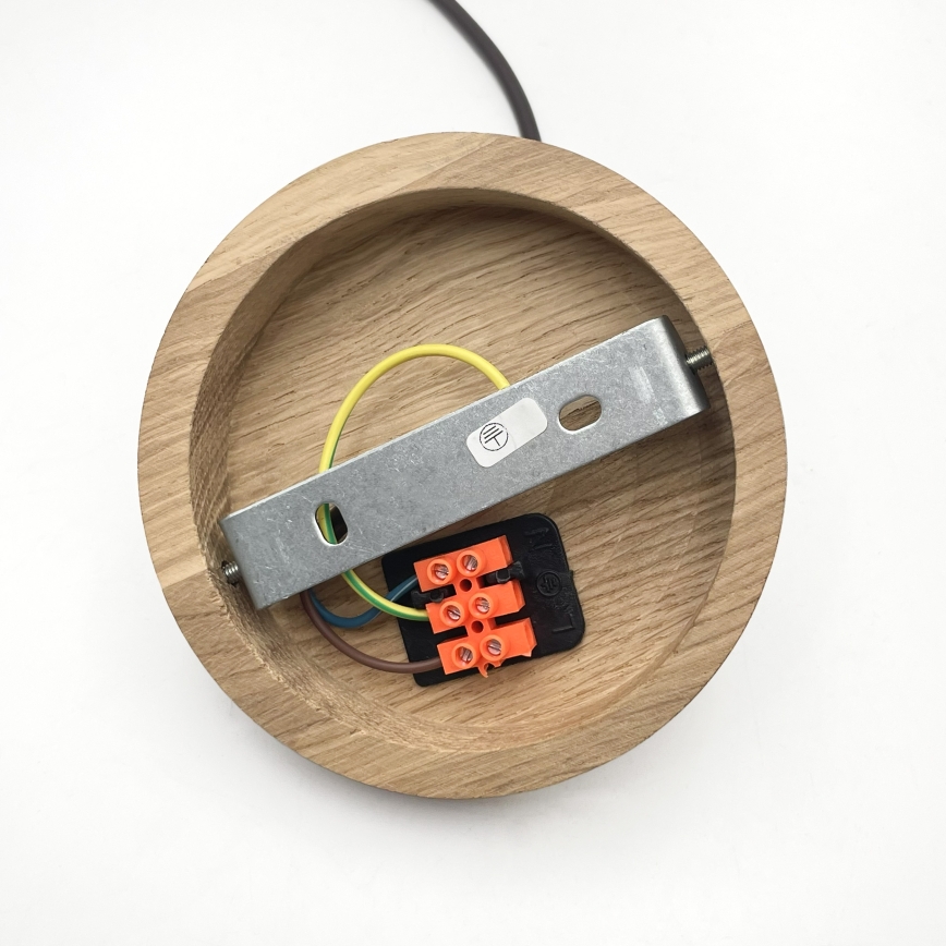 Lustr na lanku AIDA 1xE27/60W/230V pr. 25 cm dub/ořech/bílá