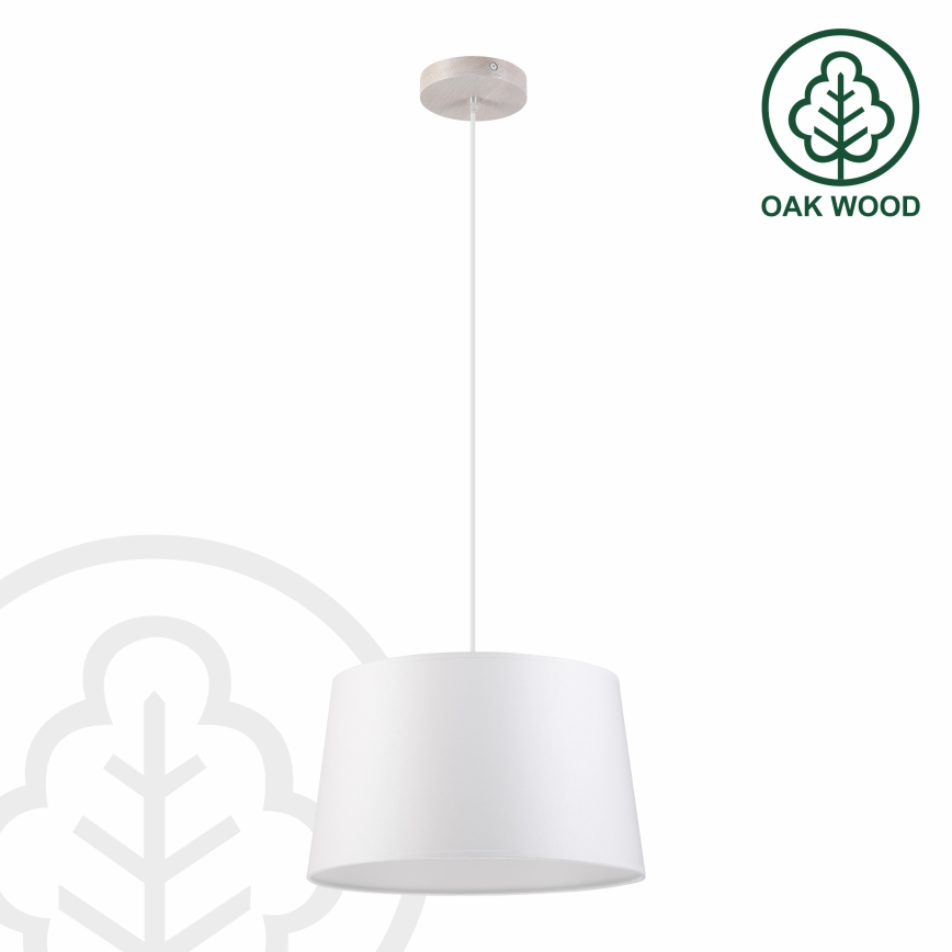 Lustr na lanku AIDA 1xE27/60W/230V pr. 35 cm dub/bílá