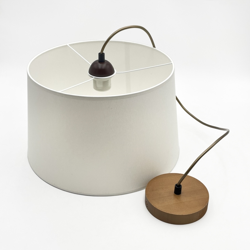 Lustr na lanku AIDA 1xE27/60W/230V pr. 35 cm dub/hnědá/bílá