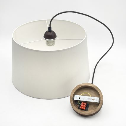 Lustr na lanku AIDA 1xE27/60W/230V pr. 35 cm dub/ořech/bílá