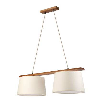 Lustr na lanku AIDA 2xE27/15W/230V pr. 35 cm dub/krémová