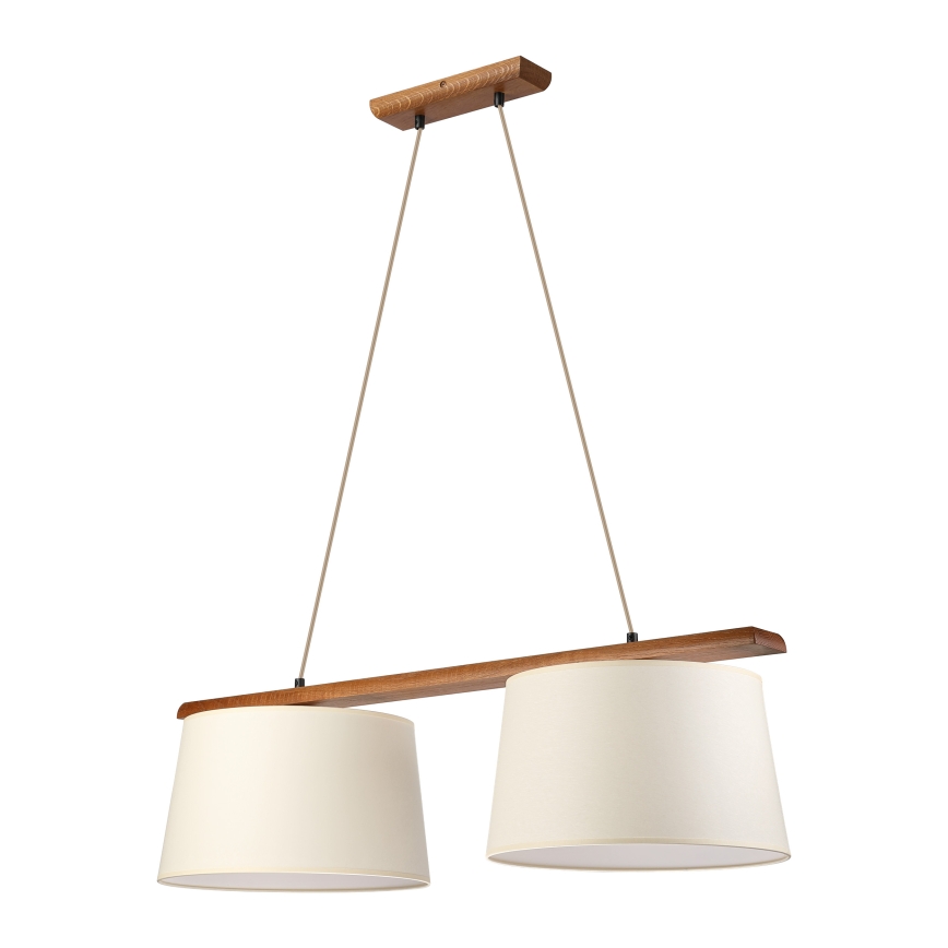 Lustr na lanku AIDA 2xE27/15W/230V pr. 35 cm dub/krémová