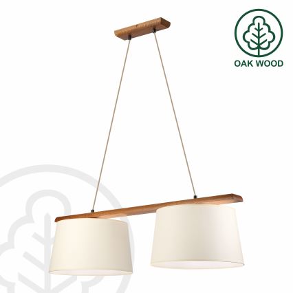 Lustr na lanku AIDA 2xE27/15W/230V pr. 35 cm dub/krémová