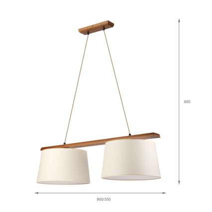 Lustr na lanku AIDA 2xE27/15W/230V pr. 35 cm dub/krémová