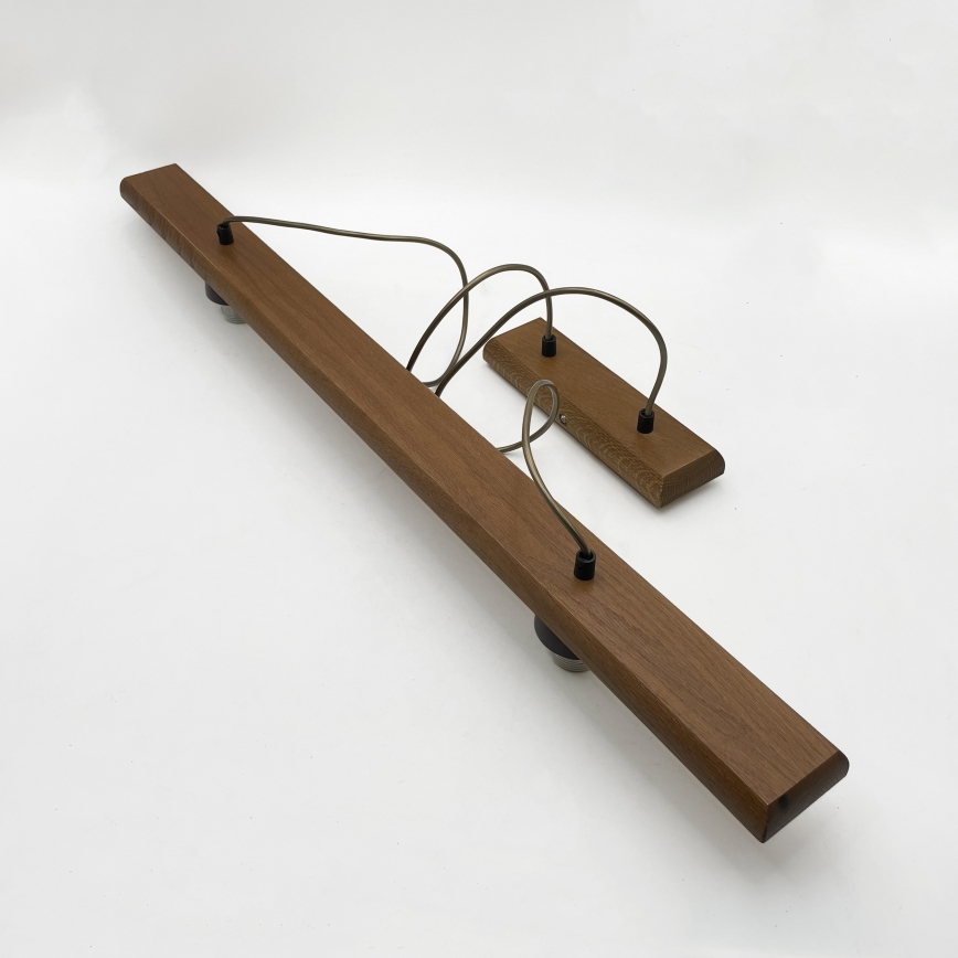 Lustr na lanku AIDA 2xE27/15W/230V pr. 35 cm dub/rafie