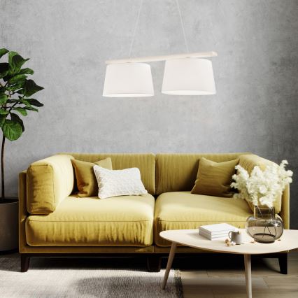 Lustr na lanku AIDA 2xE27/60W/230V pr. 35 cm dub/bílá