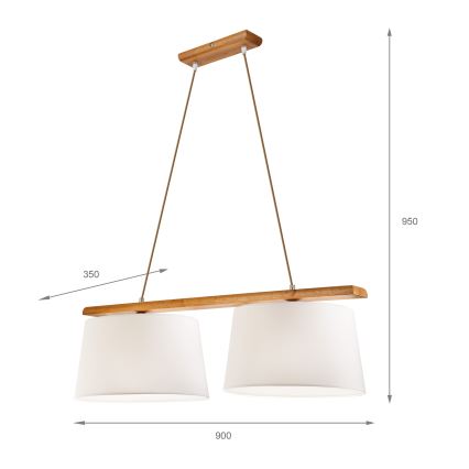 Lustr na lanku AIDA 2xE27/60W/230V pr. 35 cm dub