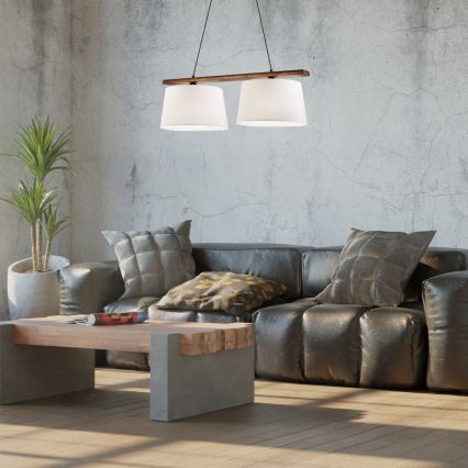 Lustr na lanku AIDA 2xE27/60W/230V pr. 35 cm dub/ořech