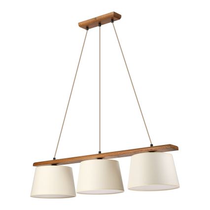 Lustr na lanku AIDA 3xE27/15W/230V pr. 25 cm dub/krémová