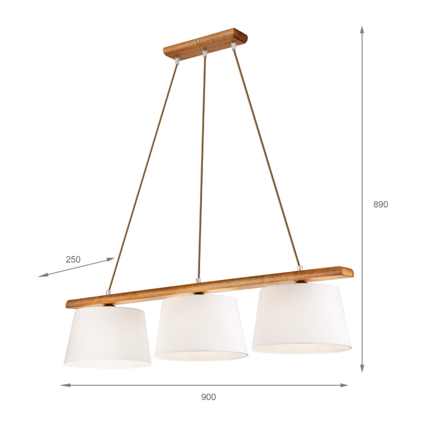 Lustr na lanku AIDA 3xE27/60W/230V pr. 25 cm dub