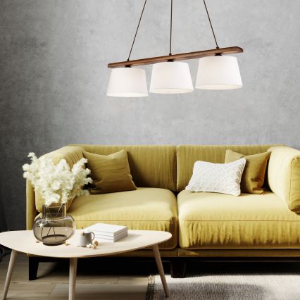 Lustr na lanku AIDA 3xE27/60W/230V pr. 25 cm dub/ořech