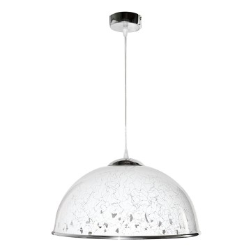 Lustr na lanku AKRYL - chrom KS 1xE27/60W bílá žilky Lustr na lanku AKRYL - chrom KS 1xE27/60W bílá žilky