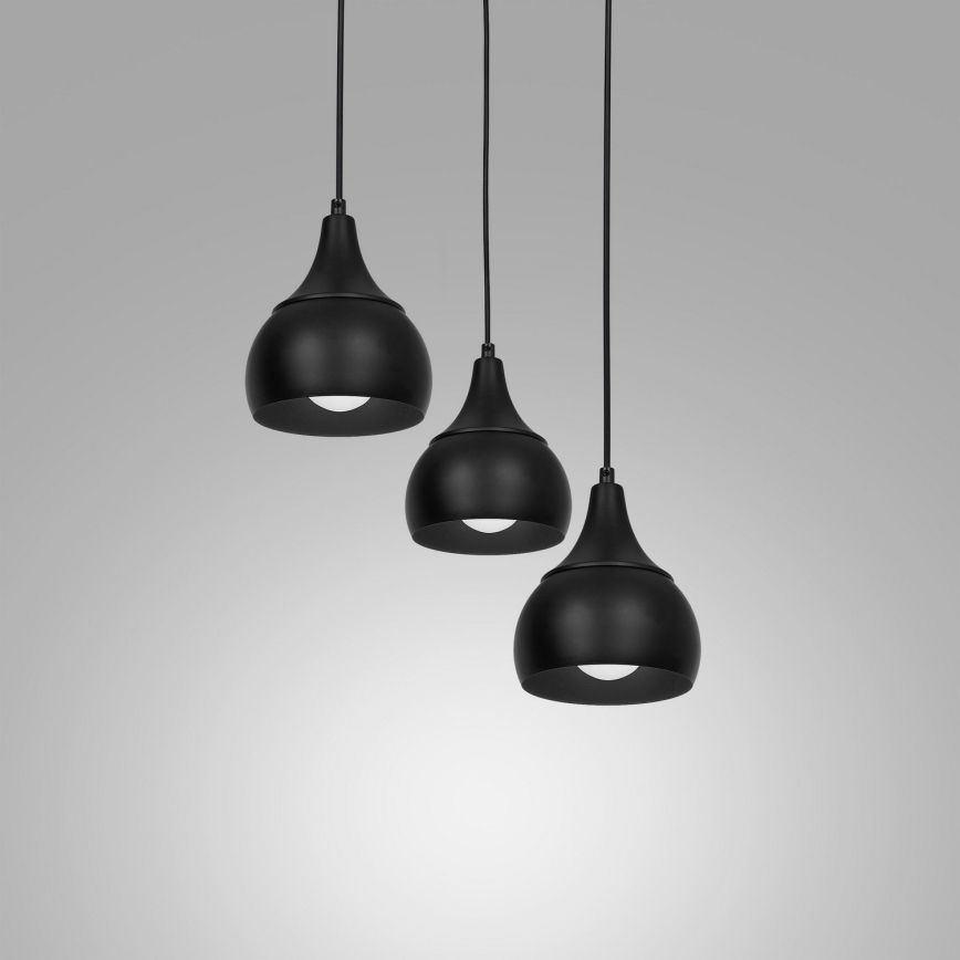 Lustr na lanku AKTAN 3xE27/60W/230V černá kulatý