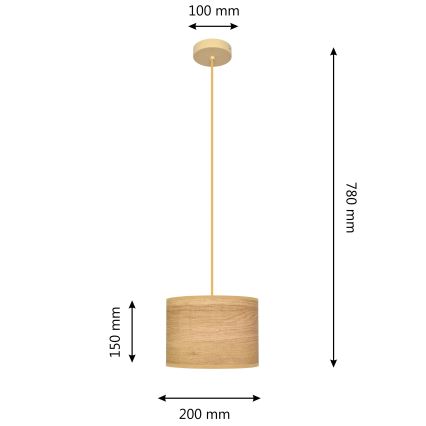 Lustr na lanku ALBA 1xE27/15W/230V pr. 20 cm hnědá