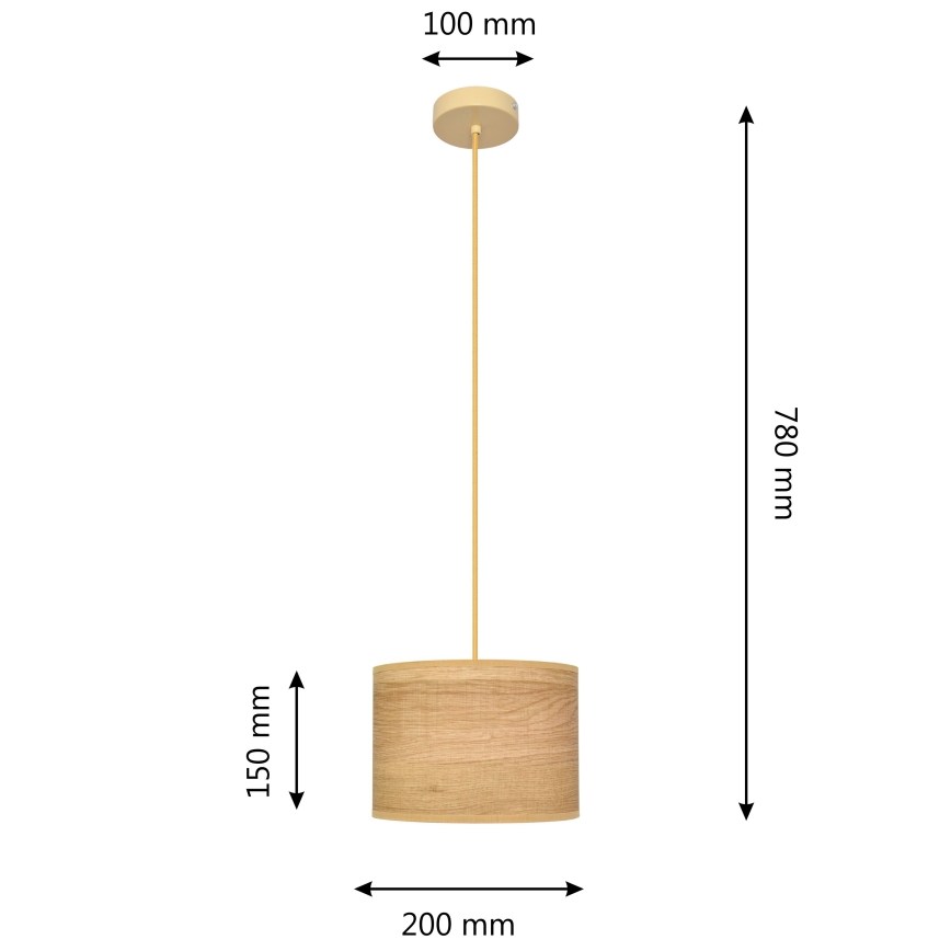 Lustr na lanku ALBA 1xE27/15W/230V pr. 20 cm hnědá