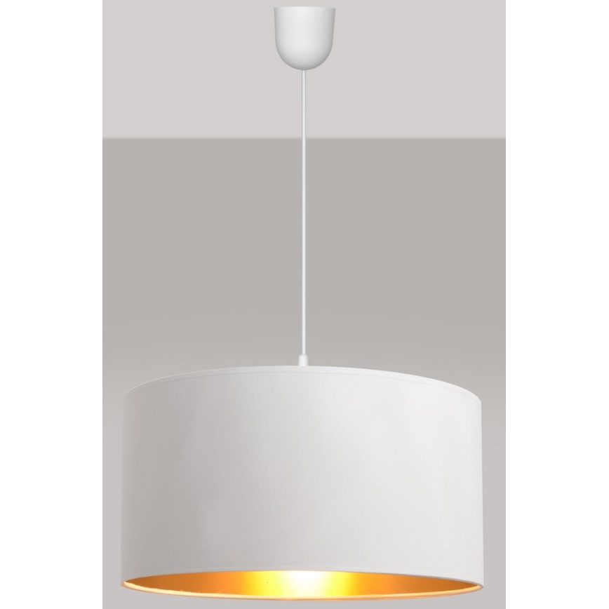 Lustr na lanku ALBA 1xE27/15W/230V pr. 40 cm bílá/zlatá