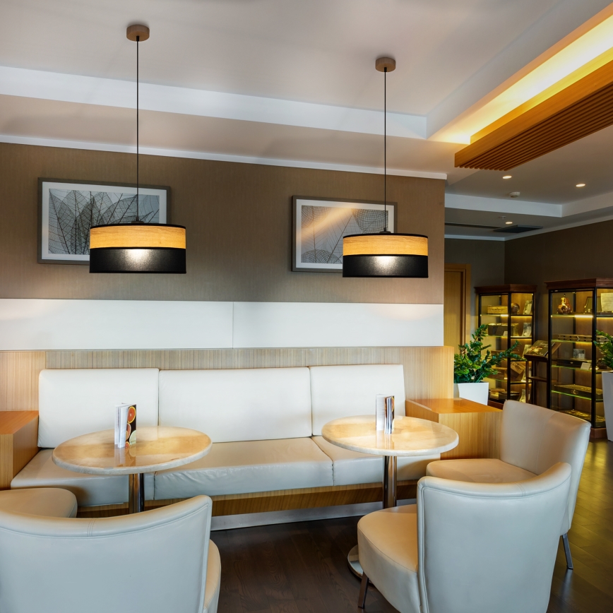 Lustr na lanku ALBA 1xE27/15W/230V pr. 40 cm černá/hnědá