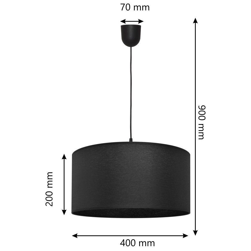 Lustr na lanku ALBA 1xE27/15W/230V pr. 40 cm černá