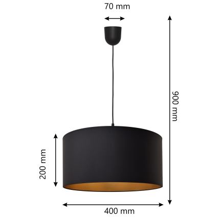 Lustr na lanku ALBA 1xE27/15W/230V pr. 40 cm černá/zlatá