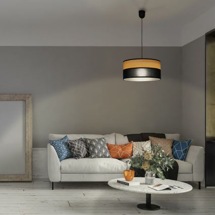 Lustr na lanku ALBA 1xE27/15W/230V pr. 45 cm černá/hnědá