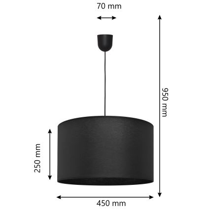 Lustr na lanku ALBA 1xE27/15W/230V pr. 45 cm černá