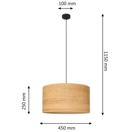 Lustr na lanku ALBA 1xE27/15W/230V pr. 45 cm hnědá/černá
