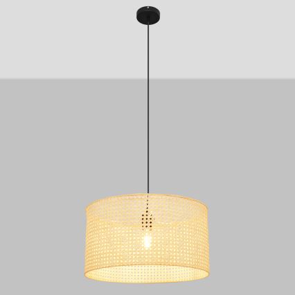 Lustr na lanku ALBA 1xE27/15W/230V pr. 45 cm ratan/černá