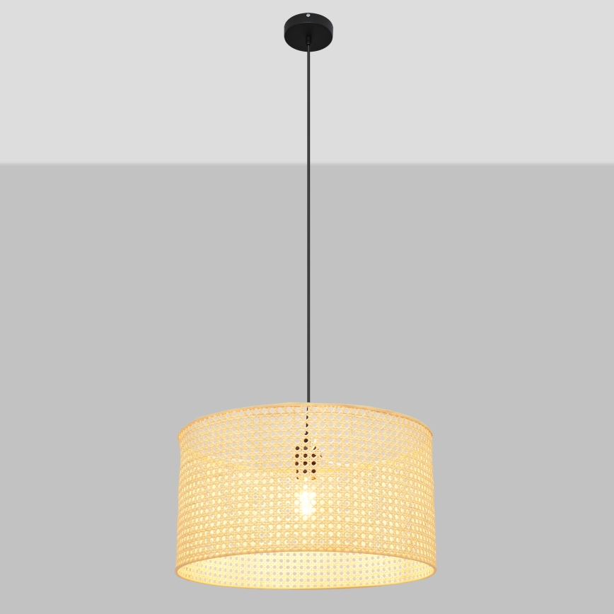 Lustr na lanku ALBA 1xE27/15W/230V pr. 45 cm ratan/černá