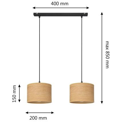 Lustr na lanku ALBA 2xE27/15W/230V hnědá/černá