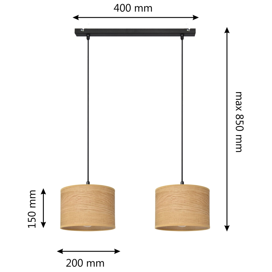 Lustr na lanku ALBA 2xE27/15W/230V hnědá/černá