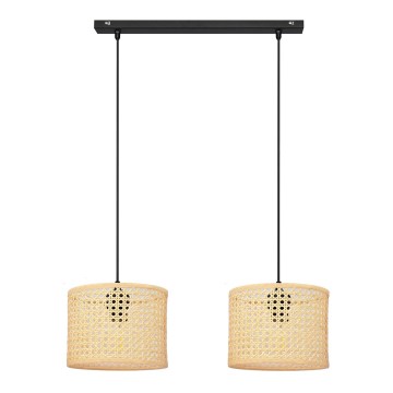 Lustr na lanku ALBA 2xE27/15W/230V ratan/černá