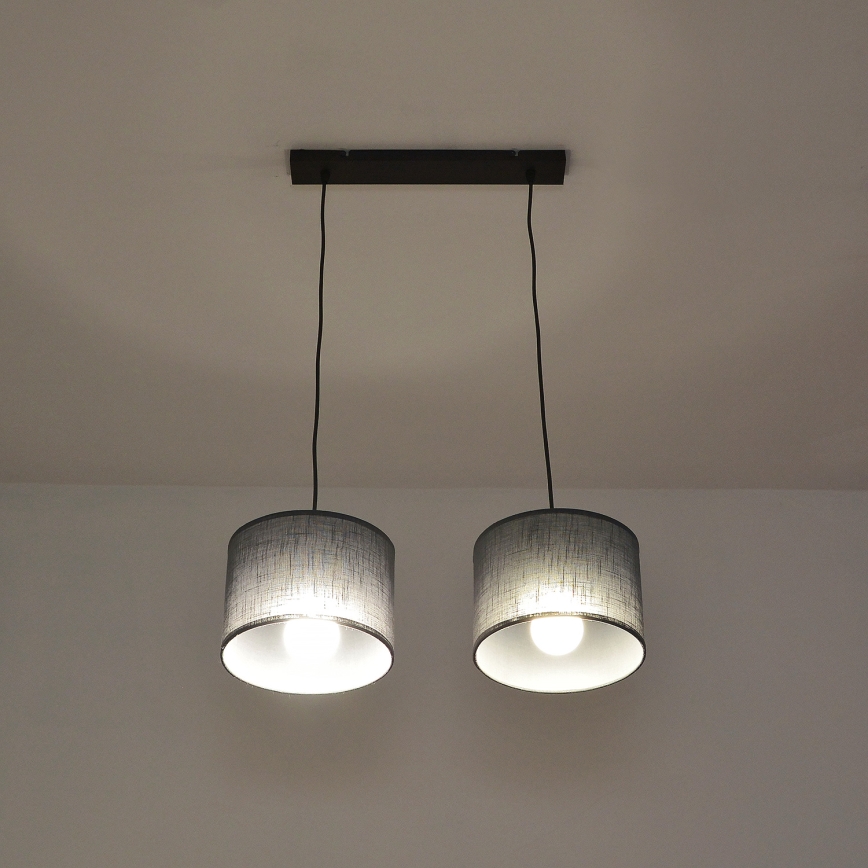 Lustr na lanku ALBA 2xE27/15W/230V šedá