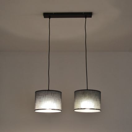 Lustr na lanku ALBA 2xE27/15W/230V šedá