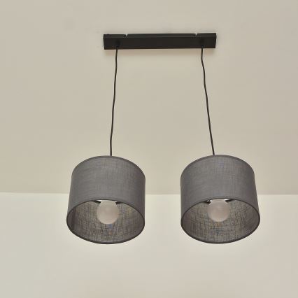 Lustr na lanku ALBA 2xE27/15W/230V šedá