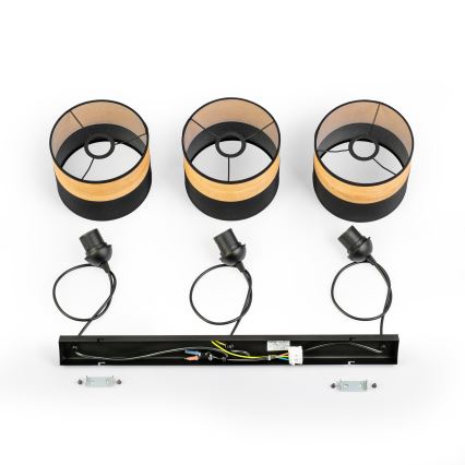 Lustr na lanku ALBA 3xE27/15W/230V černá/hnědá