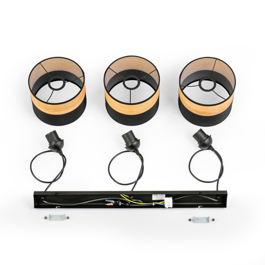 Lustr na lanku ALBA 3xE27/15W/230V černá/hnědá