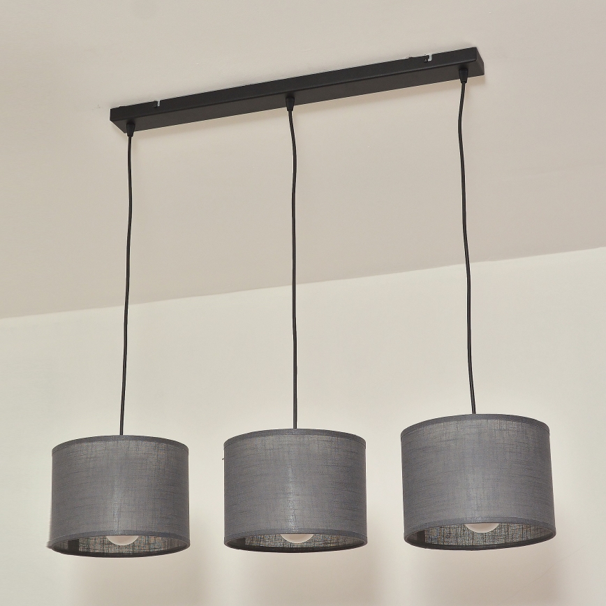 Lustr na lanku ALBA 3xE27/15W/230V šedá