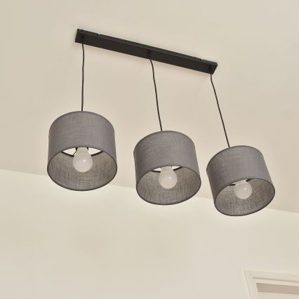 Lustr na lanku ALBA 3xE27/15W/230V šedá